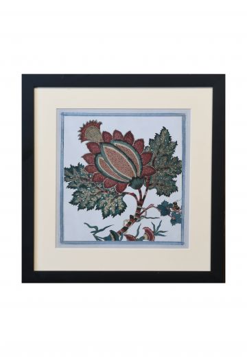 Framed Cleared Floral Block Print Motif - 1
