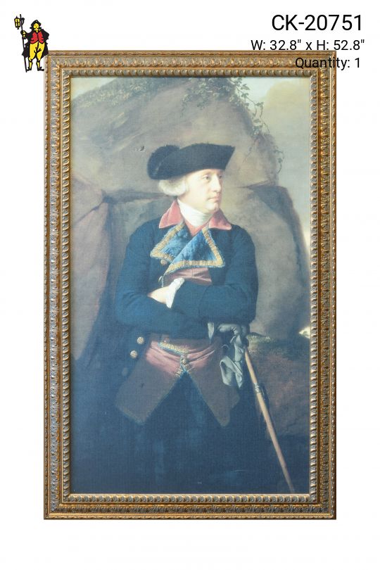 Framed Cleared Aristocratic Figure Oil Portrait (Small Hole in Canvas)
