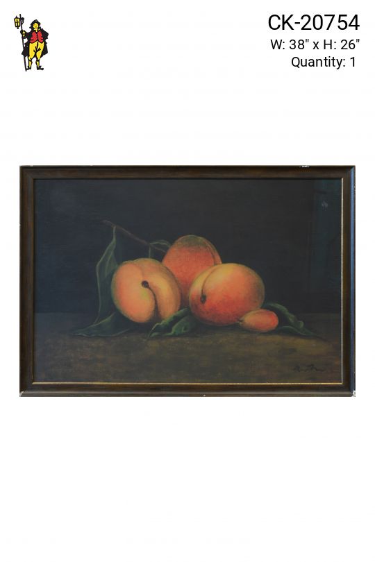 Framed Cleared Still Life Painting of Peaches