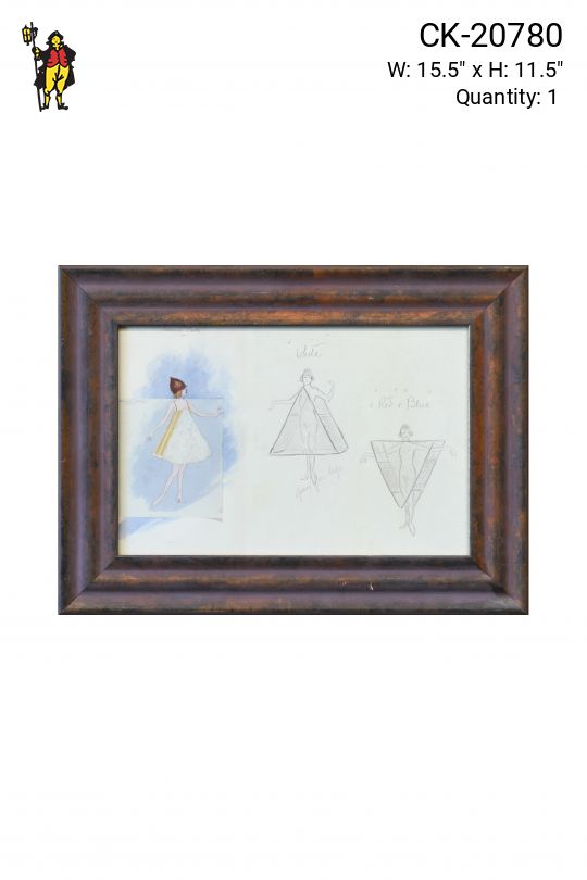 Framed Cleared Mid Century Fashion Illustration