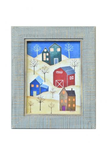 Framed Cleared Salt Box Style Folk Art Painting - 3