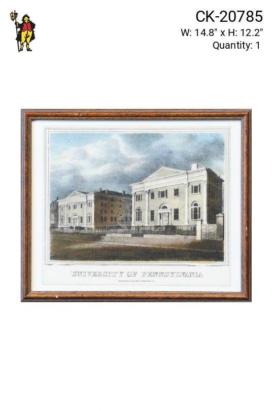 Framed Hand Colored Lithograph of Academic Building
