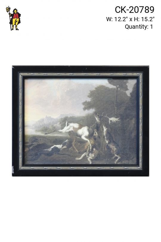 Framed Hunting Scene Painting