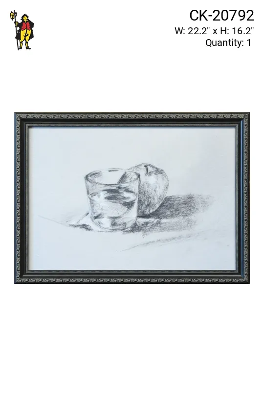 Framed Cleared Graphite Still Life Drawing