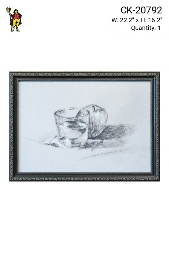 Framed Cleared Graphite Still Life Drawing