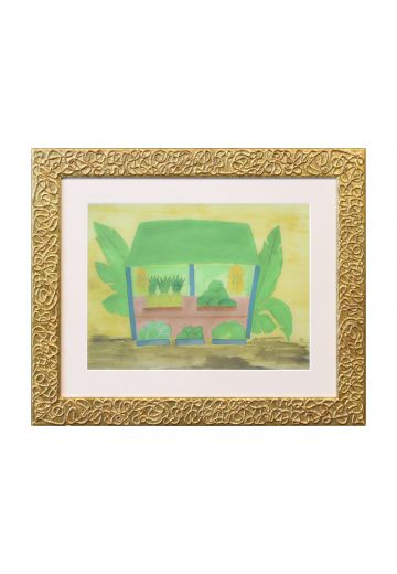 Framed Folk Art Tropical Watercolor