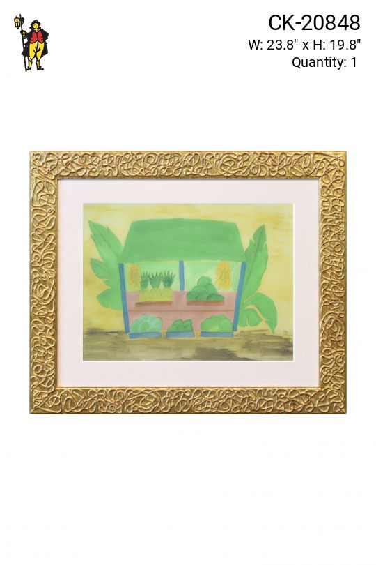 Framed Folk Art Tropical Watercolor