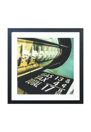 Framed Cleared Mid Century Gas Pump Macro Photograph
