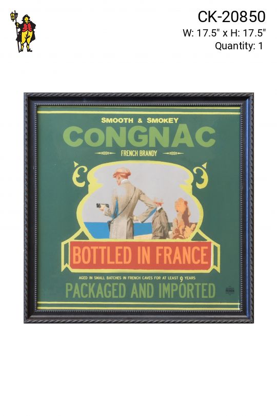 Framed Mid Century Congnac Advertisement - 2