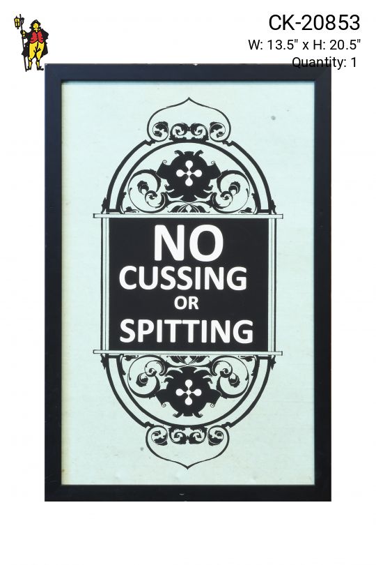 Framed Cleared Bar/Tavern Rules Sign
