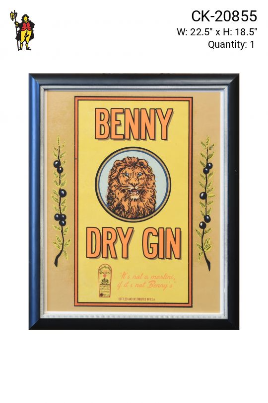 Framed Cleared Mid Century Gin Advertisement