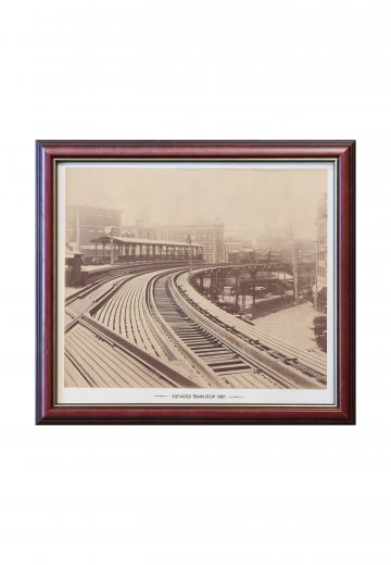 Framed Cleared 19th Century Elevated Train Photograph