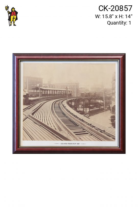Framed 19th Century Elevated Train Photograph