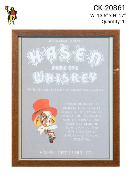 Framed Cleared Mid Century Whiskey Advertisement