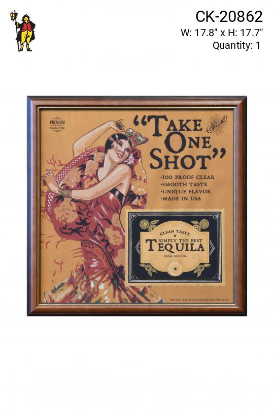 Framed Cleared Mid Century Tequila Advertisement