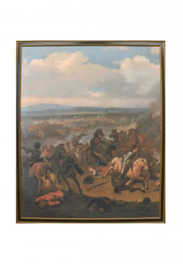 Framed Baroque Style Battle Scene Painting