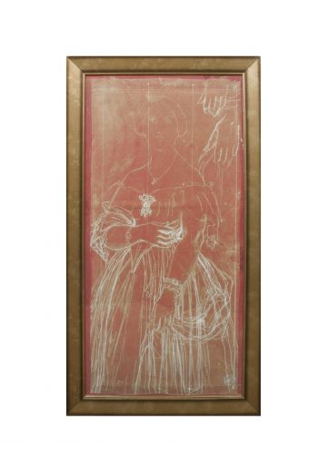 Framed Oversize Line Drawing of Female Figure
