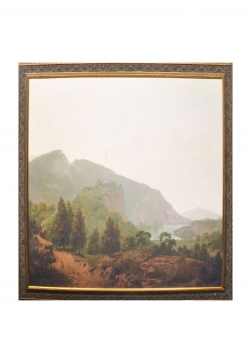 Framed Mountainous Landscape Painting (Damaged Canvas)