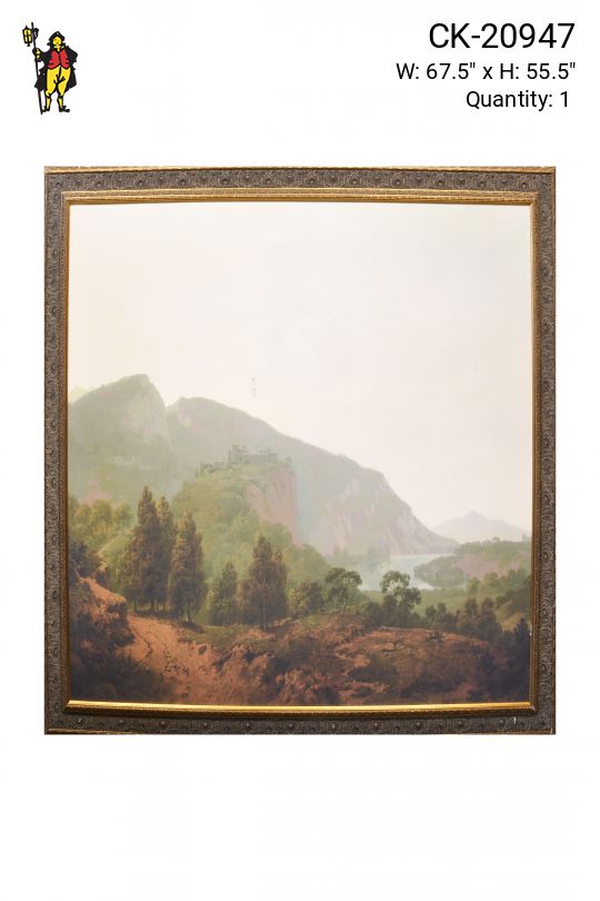 Framed Mountainous Landscape Painting (Damaged Canvas)