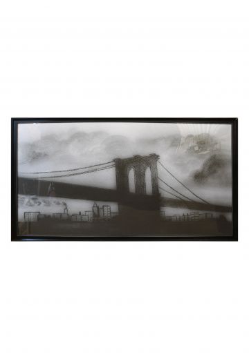 Framed Cleared Brooklyn Bridge Charcoal Painting
