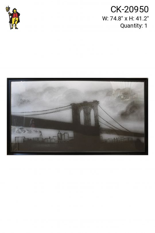 Framed Cleared Brooklyn Bridge Charcoal Painting