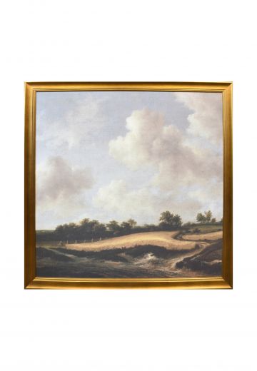Framed Cleared Rolling Fields Landscape Painting