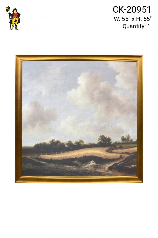 Framed Rolling Fields Landscape Painting