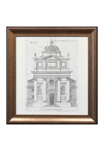 Framed Cleared Baroque Chapel Architectural Engraving