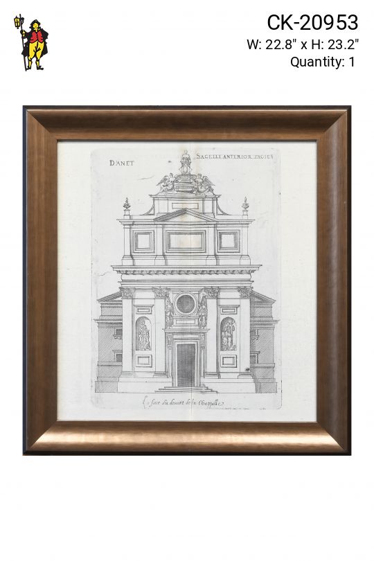 Framed Baroque Chapel Architectural Engraving