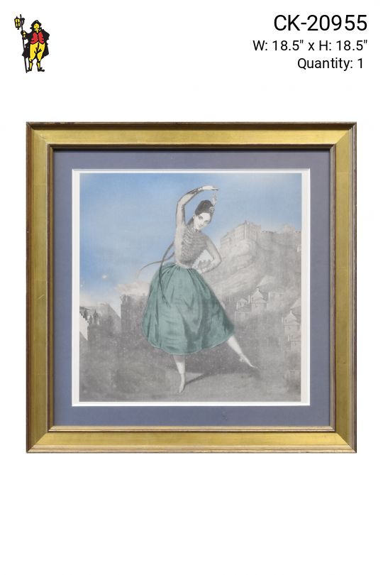 Mid Century Hand Colored Ballerina Lithograph