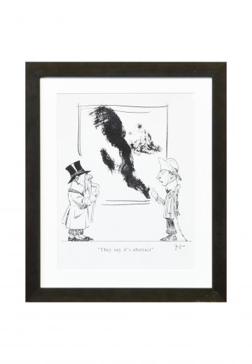 Framed Cleared Mid Century Black Ink Cartoon