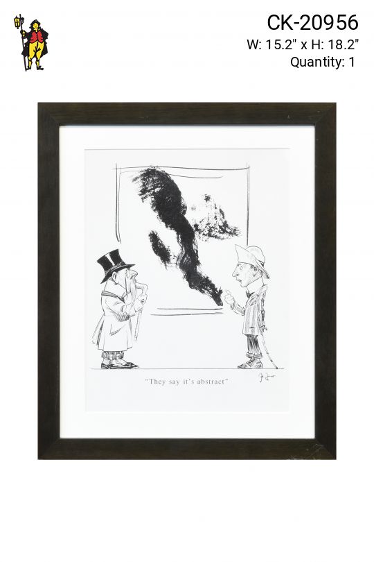 Framed Cleared Mid Century Black Ink Cartoon