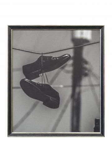 Framed Black & White Photograph of Black Dress Shoes