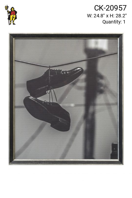 Framed Black & White Photograph of Black Dress Shoes