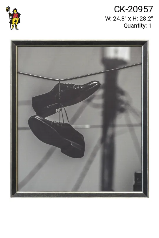 Framed Cleared Black & White Photograph of Black Dress Shoes