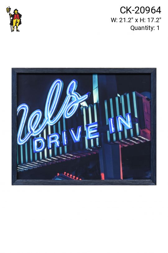 Framed Cleared Neon Drive In Sign Photograph