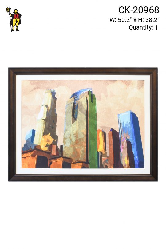 Framed Digital Print of Stylized Skyscrapers