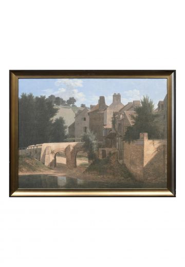 Framed Naturalist European Village Painting