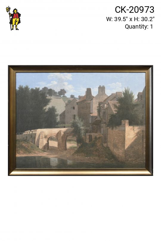 Framed Naturalist European Village Painting