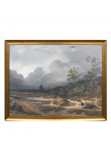 Framed Pastoral Landscape Painting