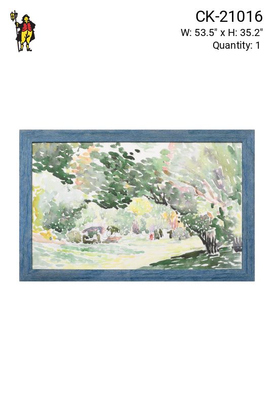 Framed Sunlit Park Watercolor