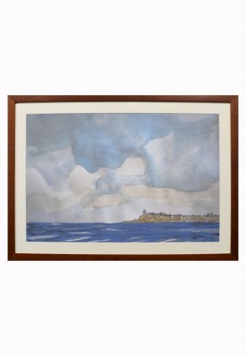 Cleared & Black Framed Seascape Watercolor