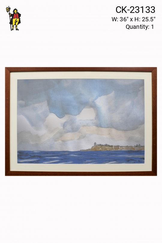 Cleared & Black Framed Seascape Watercolor