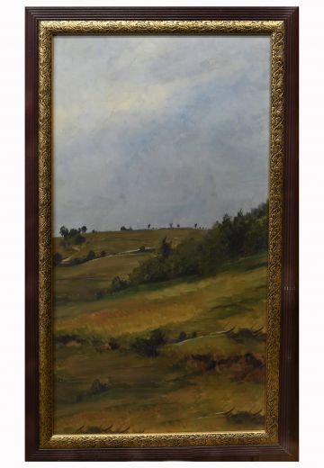 Framed Early 20th Century Cleared Landscape Oil Painting