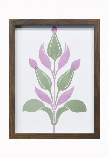Framed Mid Century Art Nouveau Floral Design