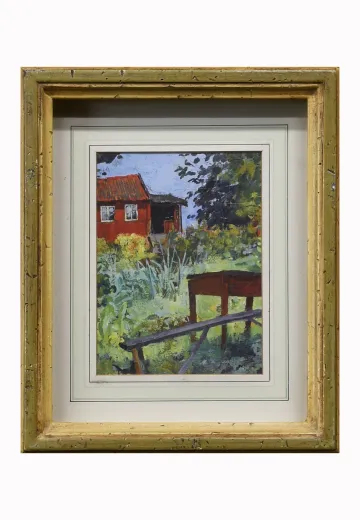 Framed Impressionist Garden Landscape