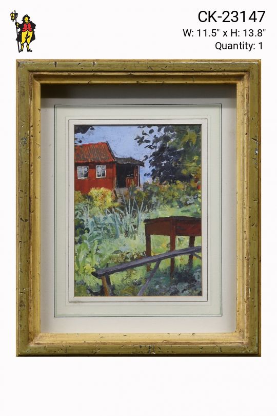 Framed Impressionist Garden Landscape