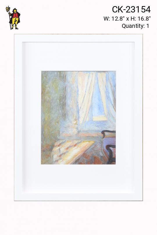 Framed Interior Light Through Window Cleared Oil Painting