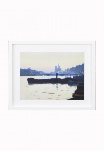 Framed Harbor Cleared Landscape Painting