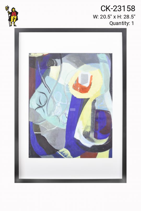 Framed Abstract Cubist Style Painting